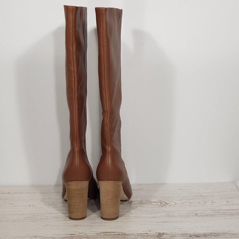 Cole Haan  Camel Brown Leather Heeled Knee Boots  Women's Size 10.5B - Picture 2 of 10